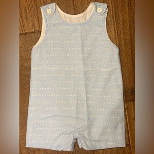 Petit Bebe - Blue Bunnies in Choo Choo Train Jon Jon - Size: 18M